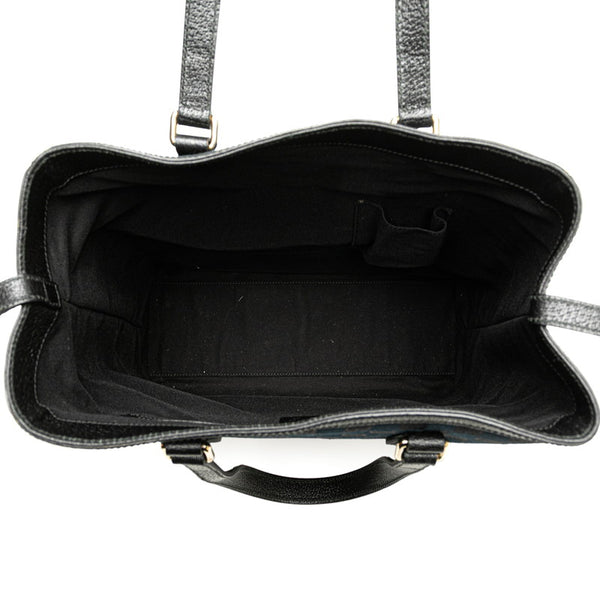 グッチ GGキャンバス トートバッグ 154389 ブラック キャンバス レザー レディース GUCCI 【中古】