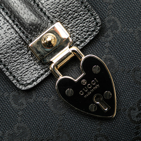 グッチ GGキャンバス トートバッグ 154389 ブラック キャンバス レザー レディース GUCCI 【中古】