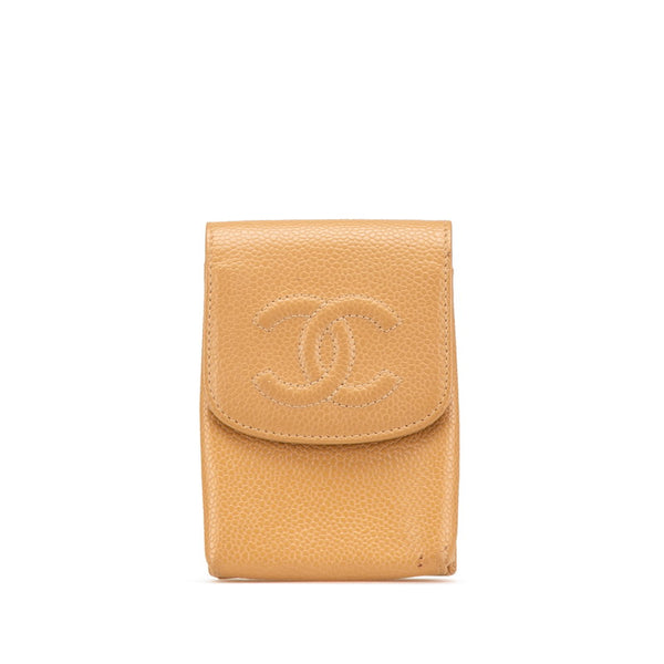 シャネル ココマーク シガレットケース タバコケース A13511 ベージュ キャビアスキン レディース CHANEL 【中古】