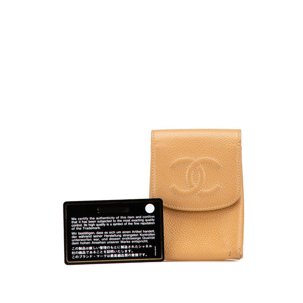 シャネル ココマーク シガレットケース タバコケース A13511 ベージュ キャビアスキン レディース CHANEL 【中古】
