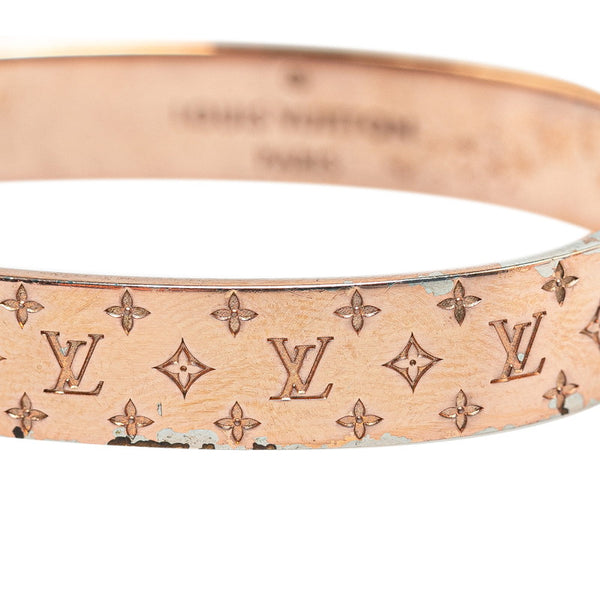 ルイ ヴィトン カフ ナノグラム バングル ブレスレット Sサイズ M00253 ピンクゴールド メッキ レディース LOUIS VUITTON 【中古】
