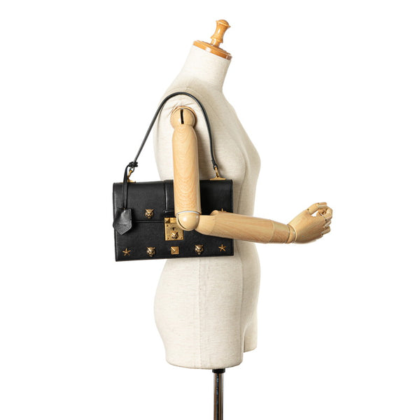 グッチ タイガー スター スタッズ ワンショルダーバッグ ハンドバッグ 421997 ブラック レザー レディース GUCCI 【中古】