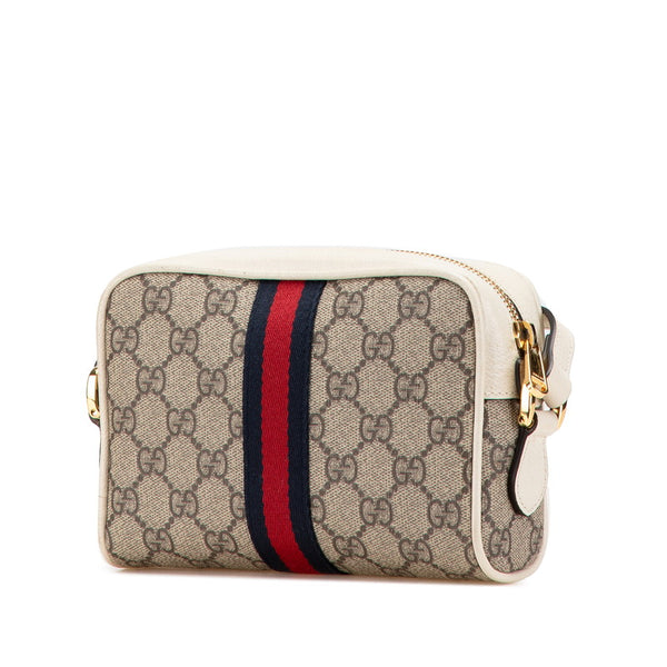 グッチ GGスプリーム オフディア ミニ ショルダーバッグ 517350 カーキ ホワイト PVC レザー レディース GUCCI 【中古】