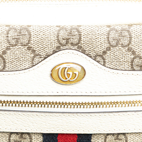 グッチ GGスプリーム オフディア ミニ ショルダーバッグ 517350 カーキ ホワイト PVC レザー レディース GUCCI 【中古】