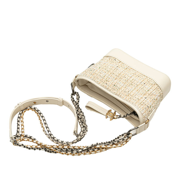 シャネル ガブリエル ドゥ シャネル スモール ホーボー チェーン ショルダーバッグ オフホワイト ツイード レザー レディース CHANEL 【中古】