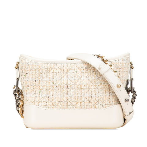 シャネル ガブリエル ドゥ シャネル スモール ホーボー チェーン ショルダーバッグ オフホワイト ツイード レザー レディース CHANEL 【中古】