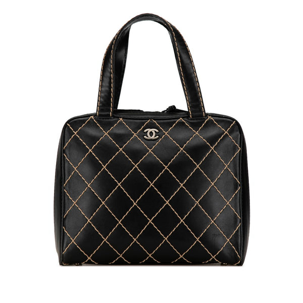 シャネル ワイルドステッチ ココマーク ハンドバッグ A14693 ブラック ラムスキン レディース CHANEL 【中古】