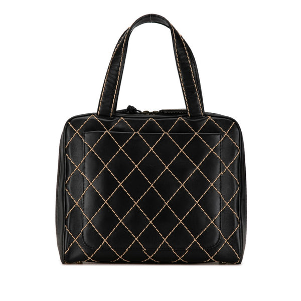 シャネル ワイルドステッチ ココマーク ハンドバッグ A14693 ブラック ラムスキン レディース CHANEL 【中古】