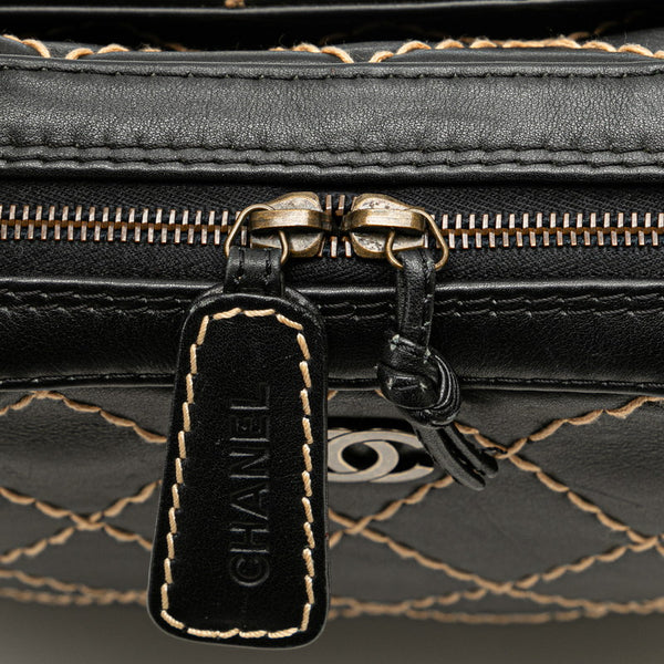 シャネル ワイルドステッチ ココマーク ハンドバッグ A14693 ブラック ラムスキン レディース CHANEL 【中古】