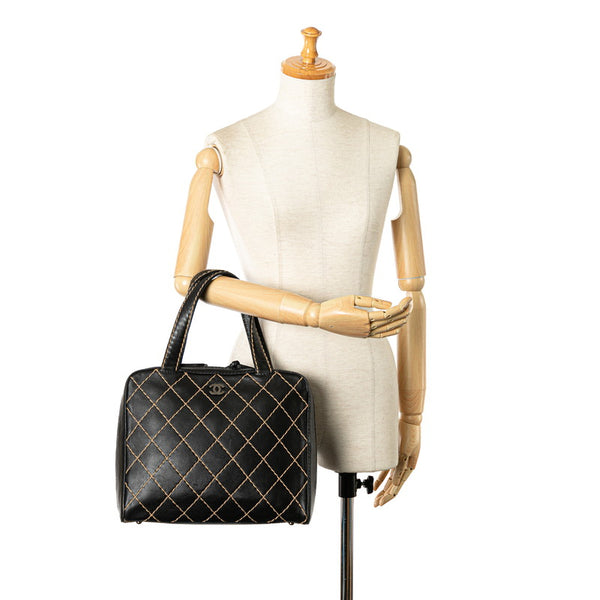 シャネル ワイルドステッチ ココマーク ハンドバッグ A14693 ブラック ラムスキン レディース CHANEL 【中古】