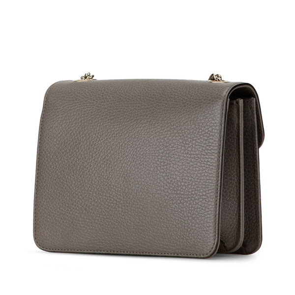 グッチ インターロッキングG チェーン ショルダーバッグ 510304 グレー レザー レディース GUCCI 【中古】