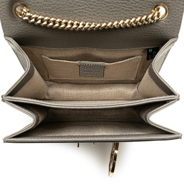 グッチ インターロッキングG チェーン ショルダーバッグ 510304 グレー レザー レディース GUCCI 【中古】
