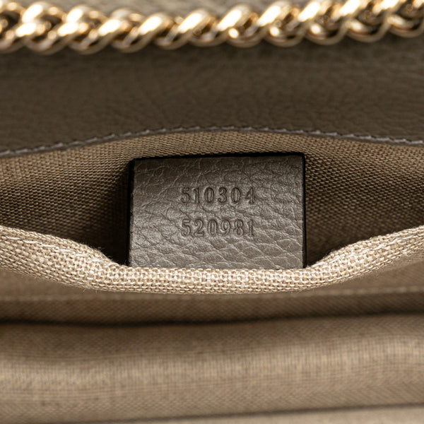 グッチ インターロッキングG チェーン ショルダーバッグ 510304 グレー レザー レディース GUCCI 【中古】