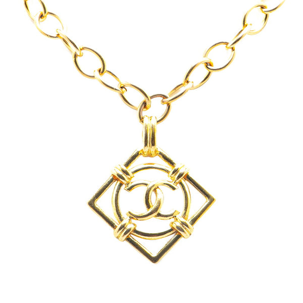 シャネル ヴィンテージ ココマーク ひし形 ネックレス ゴールド メッキ レディース CHANEL 【中古】