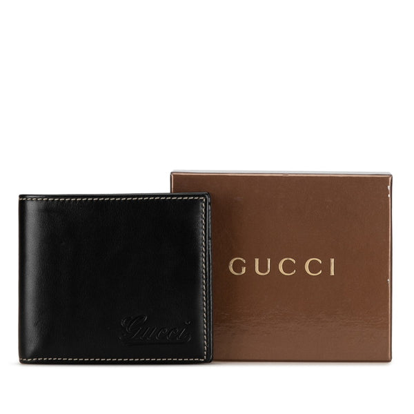 グッチ 二つ折り財布 170382 ブラック レザー レディース GUCCI 【中古】