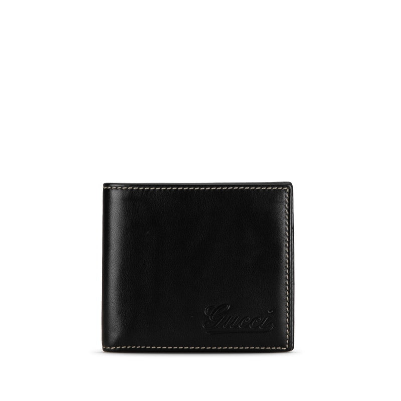 グッチ 二つ折り財布 170382 ブラック レザー レディース GUCCI 【中古】