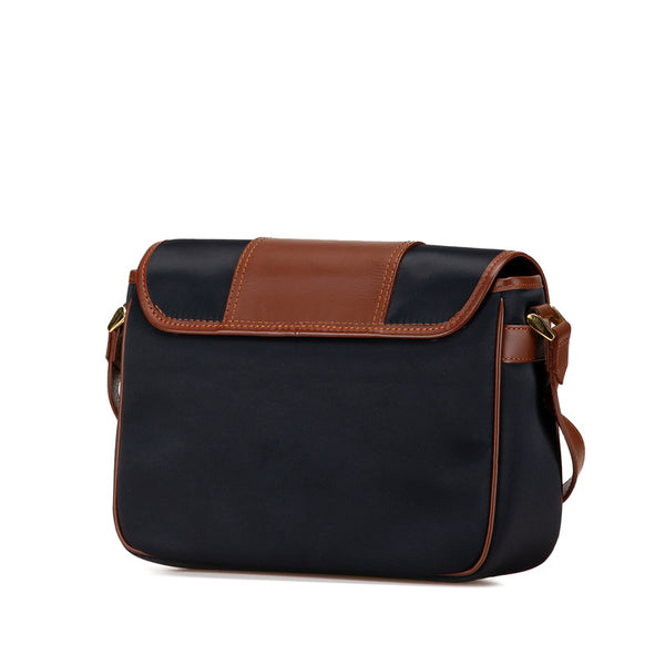 サンローラン Yライン 斜め掛け ショルダーバッグ ネイビー ブラウン ナイロン レザー レディース SAINT LAURENT 【中古】