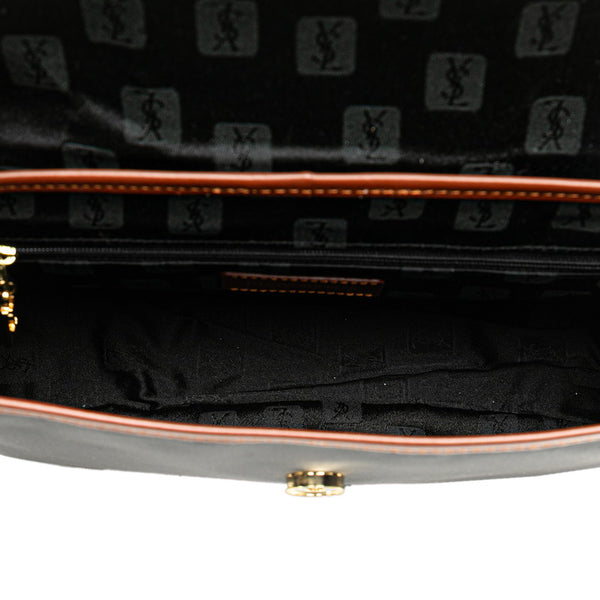 サンローラン Yライン 斜め掛け ショルダーバッグ ネイビー ブラウン ナイロン レザー レディース SAINT LAURENT 【中古】