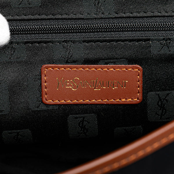 サンローラン Yライン 斜め掛け ショルダーバッグ ネイビー ブラウン ナイロン レザー レディース SAINT LAURENT 【中古】