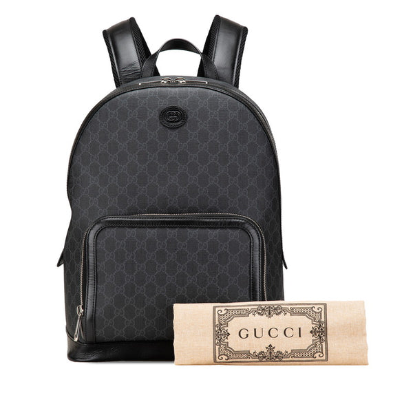 グッチ GGスプリーム リュック バックパック 704017 ブラック PVC レザー メンズ GUCCI 【中古】