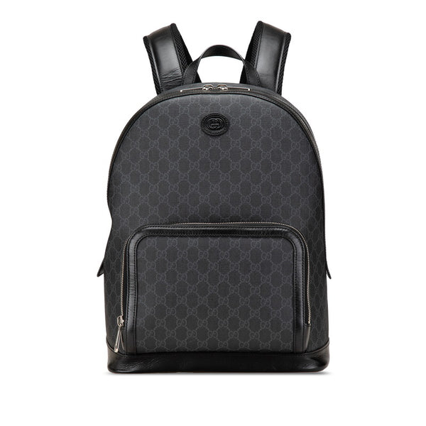グッチ GGスプリーム リュック バックパック 704017 ブラック PVC レザー メンズ GUCCI 【中古】