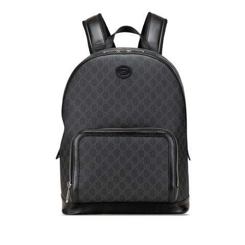 グッチ GGスプリーム リュック バックパック 704017 ブラック PVC レザー メンズ GUCCI 【中古】