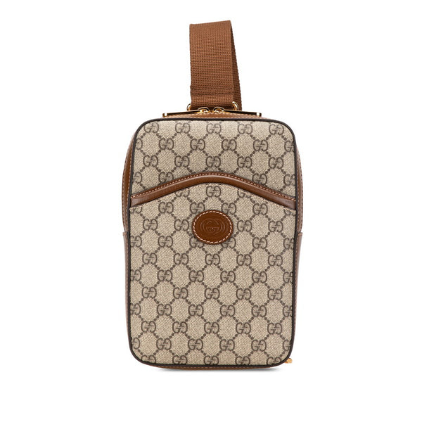 グッチ GGスプリーム インターロッキングG ショルダーバッグ ボディバッグ 696016 ベージュ ブラウン PVC レザー レディース GUCCI 【中古】