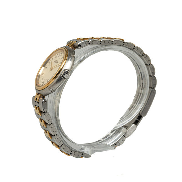 エルメス プロフィール デイト 腕時計 クオーツ アイボリー文字盤 ステンレススチール メッキ レディース HERMES 【中古】