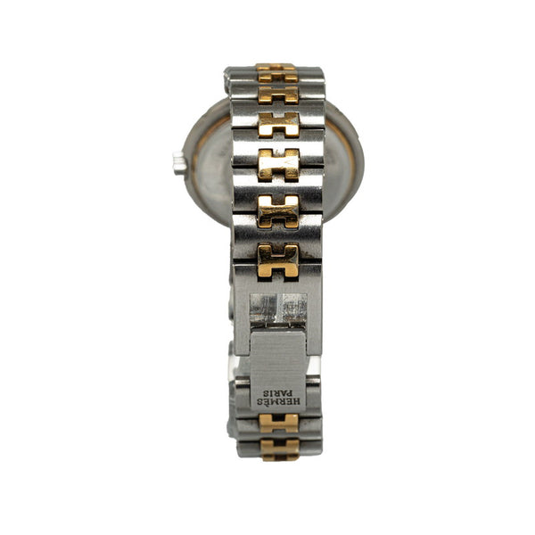 エルメス プロフィール デイト 腕時計 クオーツ アイボリー文字盤 ステンレススチール メッキ レディース HERMES 【中古】