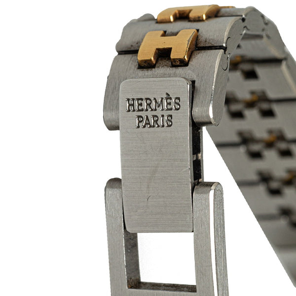 エルメス プロフィール デイト 腕時計 クオーツ アイボリー文字盤 ステンレススチール メッキ レディース HERMES 【中古】