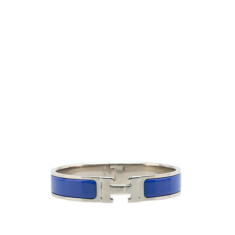 エルメス クリックH PM ブレスレット シルバー ブルー メタル レディース HERMES 【中古】