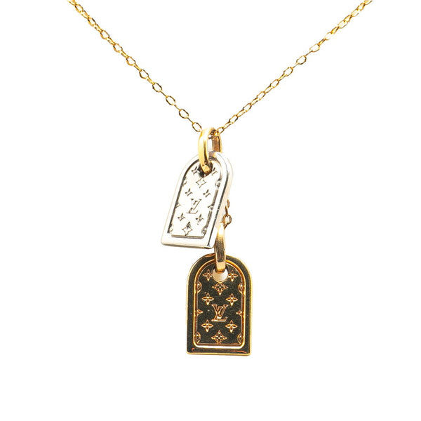 ルイ ヴィトン ナノグラム ネックレス M63141 ゴールド シルバー メッキ レディース LOUIS VUITTON 【中古】