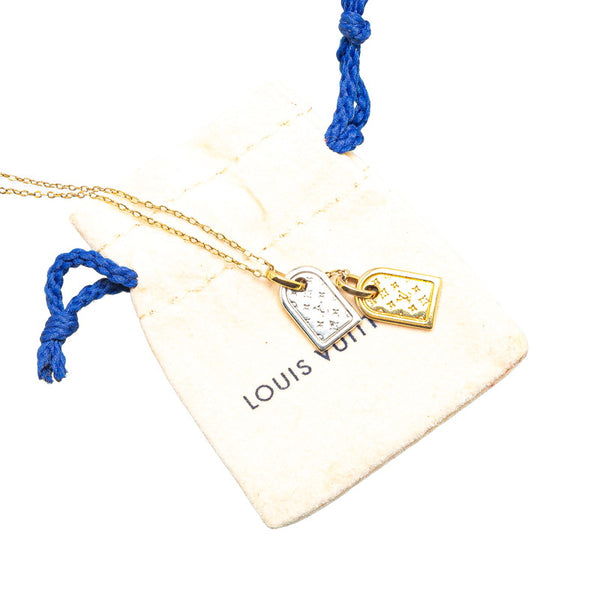 ルイ ヴィトン ナノグラム ネックレス M63141 ゴールド シルバー メッキ レディース LOUIS VUITTON 【中古】