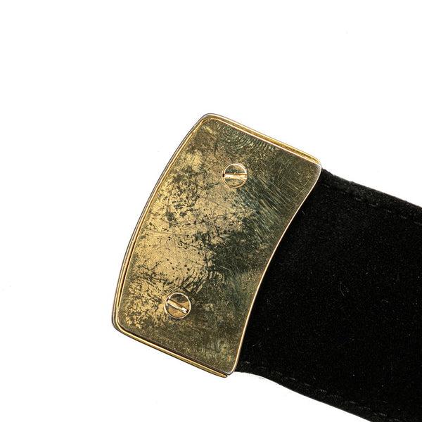 サルヴァトーレフェラガモ ヴァラ ベルト ブラック ゴールド スウェード レディース Salvatore Ferragamo 【中古】