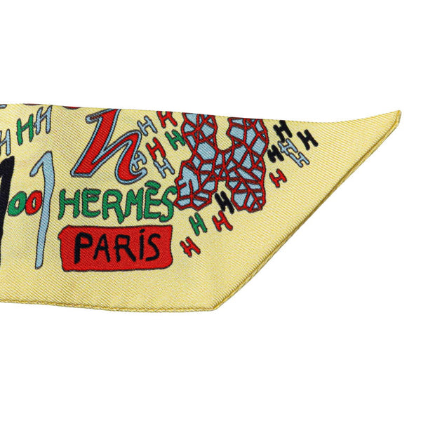 エルメス ツイリー 1001H Hロゴ 千と一のH スカーフ イエロー マルチカラー シルク レディース HERMES 【中古】