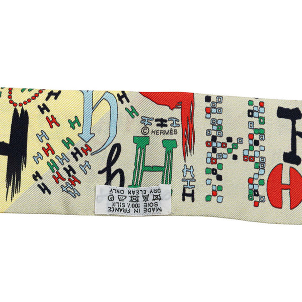 エルメス ツイリー 1001H Hロゴ 千と一のH スカーフ イエロー マルチカラー シルク レディース HERMES 【中古】