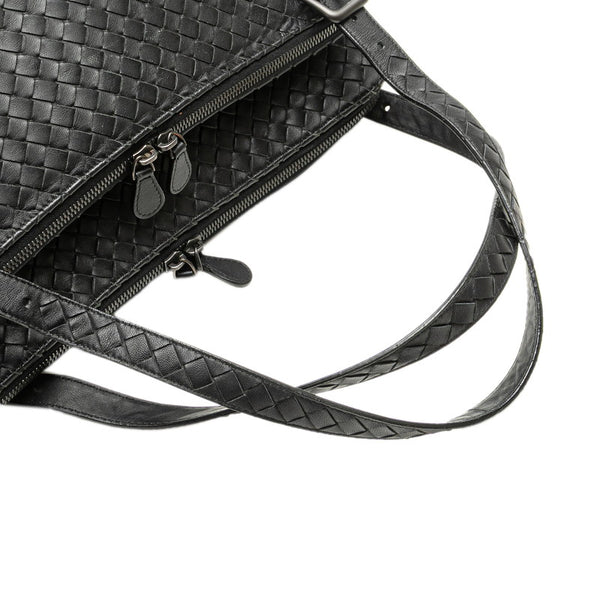 ボッテガヴェネタ イントレチャート ハンドバッグ ビジネスバッグ ブラック レザー メンズ BOTTEGAVENETA 【中古】