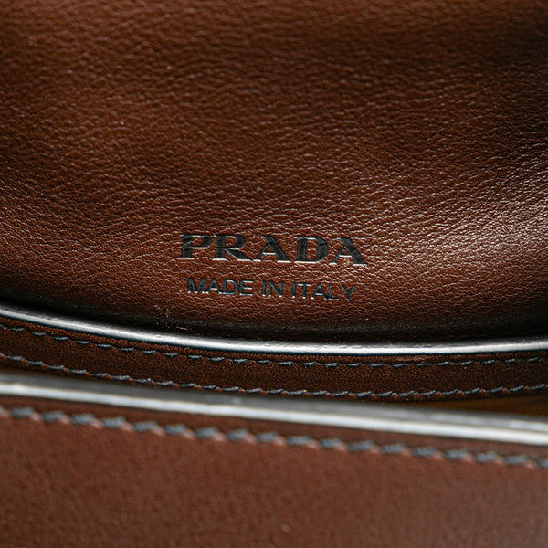 プラダ 斜め掛け ショルダーバッグ 2VH016 ブラウン ホワイト レザー レディース PRADA 【中古】