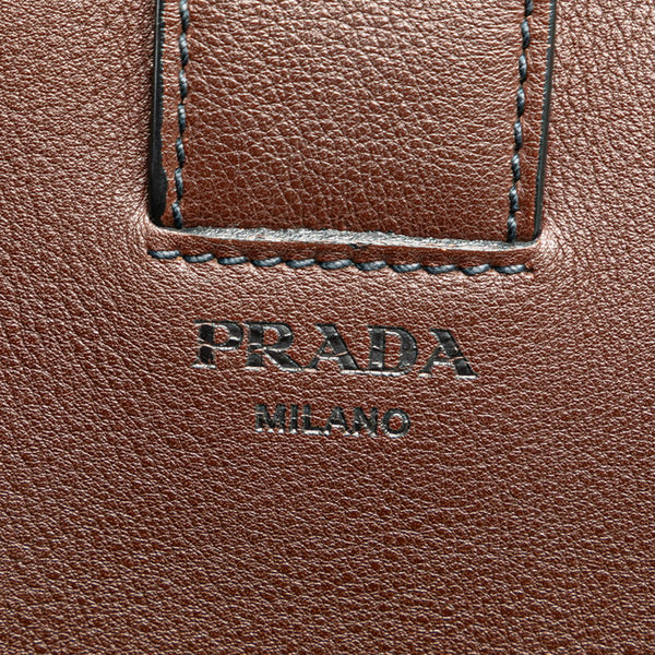プラダ 斜め掛け ショルダーバッグ 2VH016 ブラウン ホワイト レザー レディース PRADA 【中古】