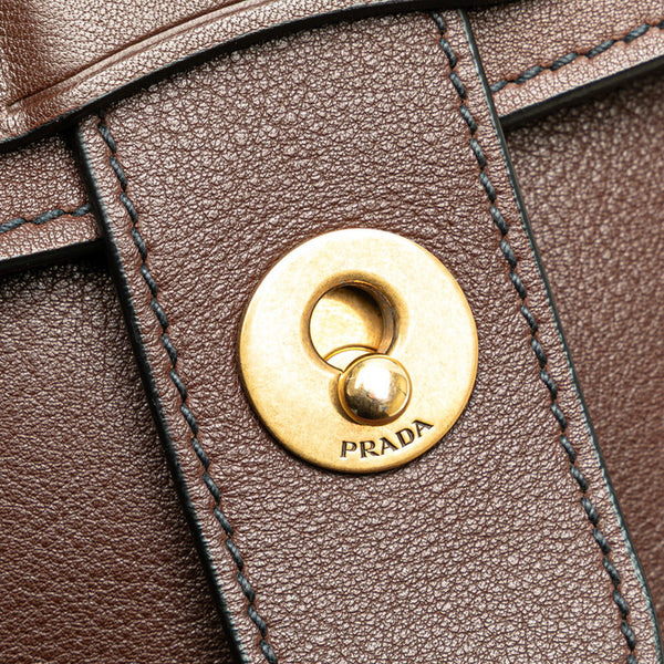 プラダ 斜め掛け ショルダーバッグ 2VH016 ブラウン ホワイト レザー レディース PRADA 【中古】