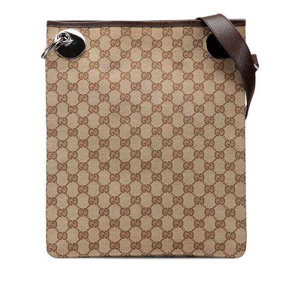 グッチ GGキャンバス 斜め掛け ショルダーバッグ 120842 ベージュ キャンバス レザー レディース GUCCI 【中古】