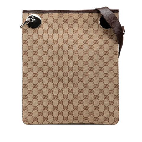 グッチ GGキャンバス 斜め掛け ショルダーバッグ 120842 ベージュ キャンバス レザー レディース GUCCI 【中古】