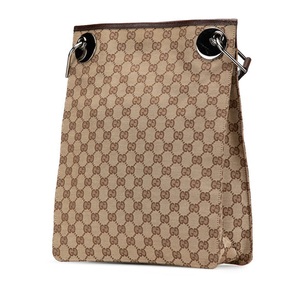 グッチ GGキャンバス 斜め掛け ショルダーバッグ 120842 ベージュ キャンバス レザー レディース GUCCI 【中古】