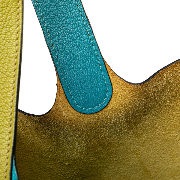 エルメス ピコタンPM バイカラー ハンドバッグ アニスグリーン ターコイズ シェーブル レディース HERMES 【中古】