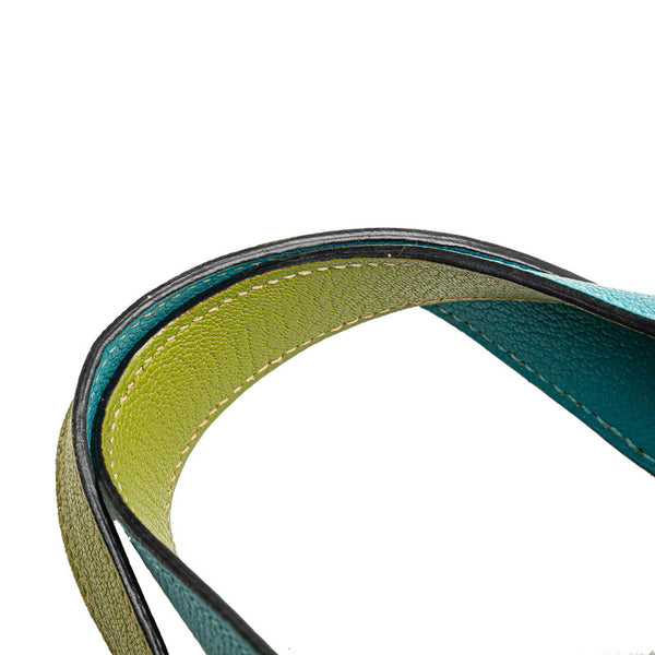 エルメス ピコタンPM バイカラー ハンドバッグ アニスグリーン ターコイズ シェーブル レディース HERMES 【中古】