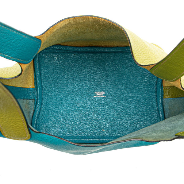 エルメス ピコタンPM バイカラー ハンドバッグ アニスグリーン ターコイズ シェーブル レディース HERMES 【中古】
