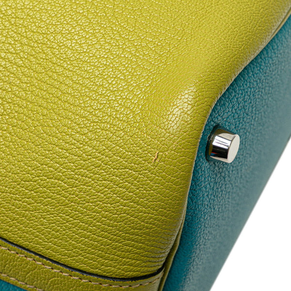 エルメス ピコタンPM バイカラー ハンドバッグ アニスグリーン ターコイズ シェーブル レディース HERMES 【中古】