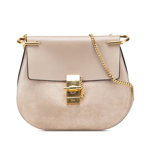 クロエ ドリュー チェーン ショルダーバッグ グレージュ レザー スウェード レディース Chloe 【中古】