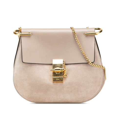 クロエ ドリュー チェーン ショルダーバッグ グレージュ レザー スウェード レディース Chloe 【中古】