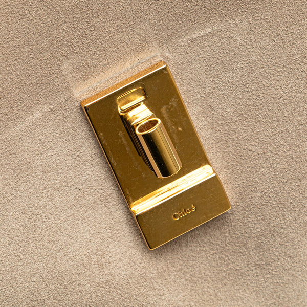 クロエ ドリュー チェーン ショルダーバッグ グレージュ レザー スウェード レディース Chloe 【中古】